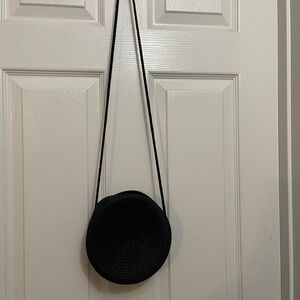 Black straw bag